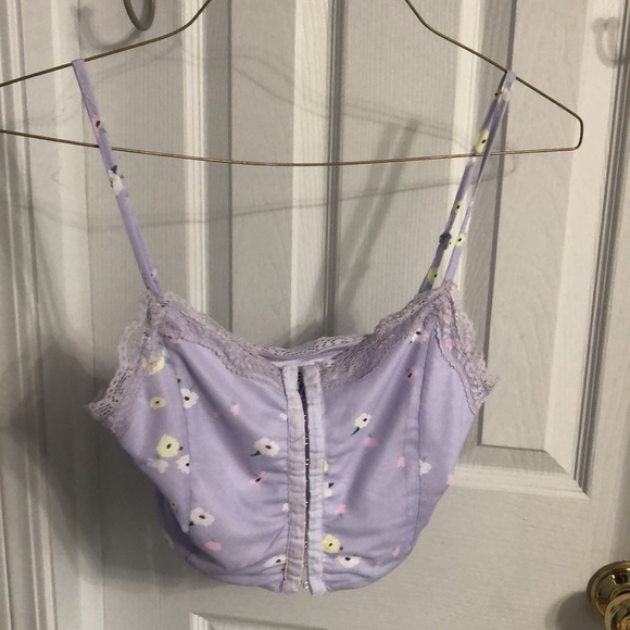Princess Polly Lace Floral Y2K Mesh Corset Crop Top in Lilac Purple - Picture 4 of 10